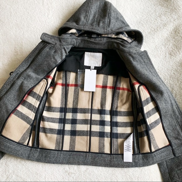 NWT Authentic Burberry Wool Toggle Cropped Jacket - Picture 2 of 5